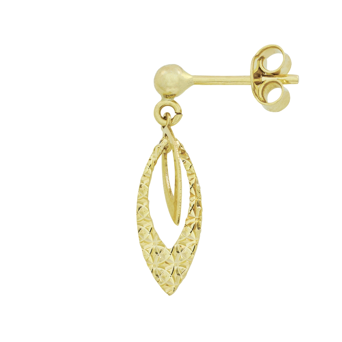 Aretes en oro amarillo de 18 Kilates con visos, Hoja