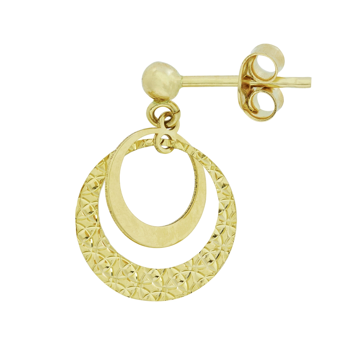 Aretes en oro amarillo de 18 Kilates con visos, Figuras geométricas