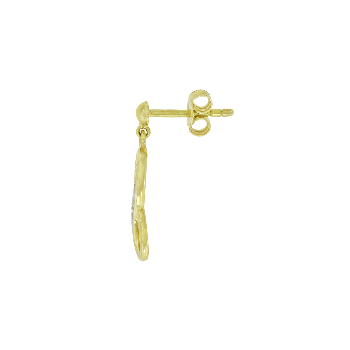 Aretes en oro amarillo de 18 Kilates, Infinito, con diamantes de 0.02 Ct