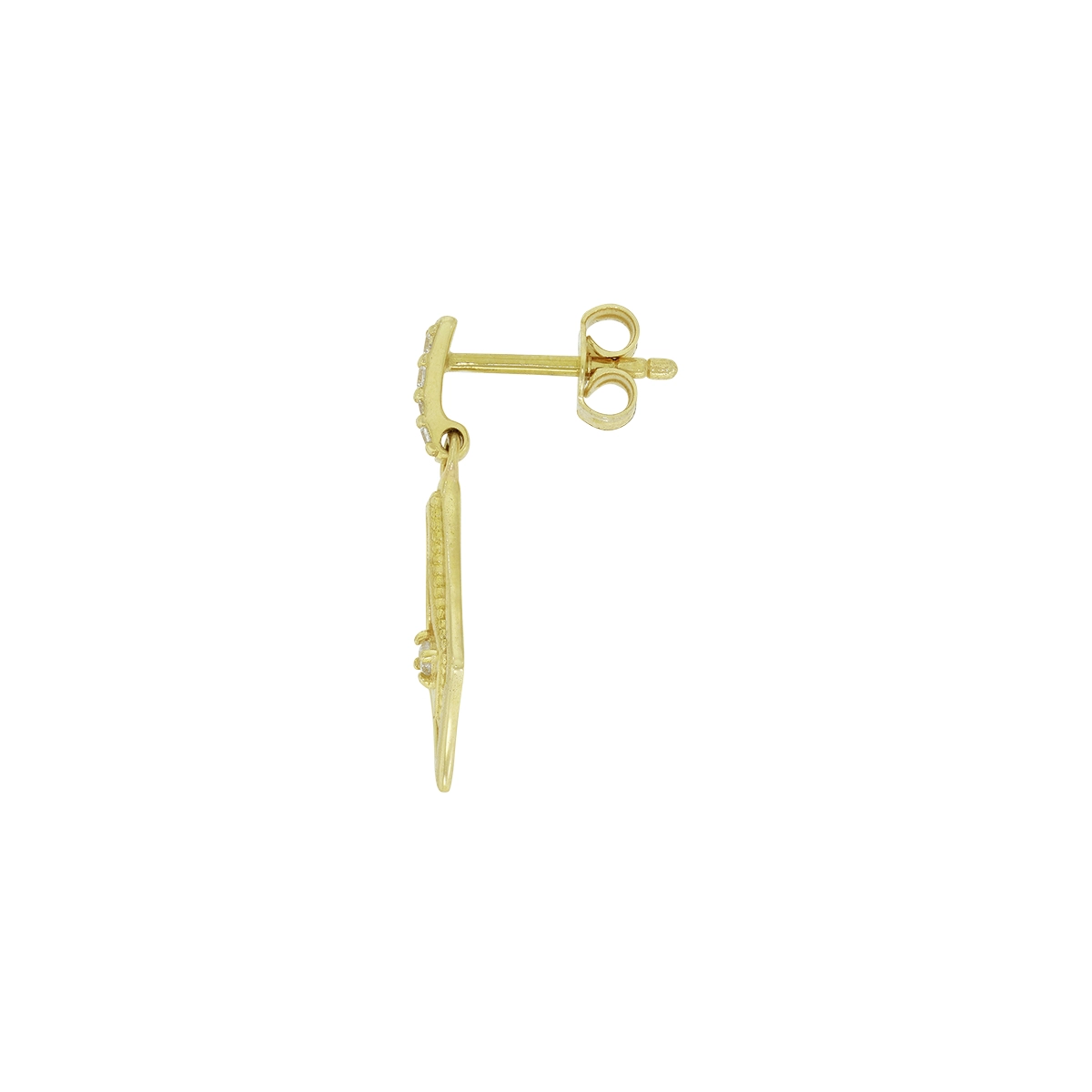 Aretes en oro amarillo de 18 Kilates con visos, Figuras geométricas, con zircones