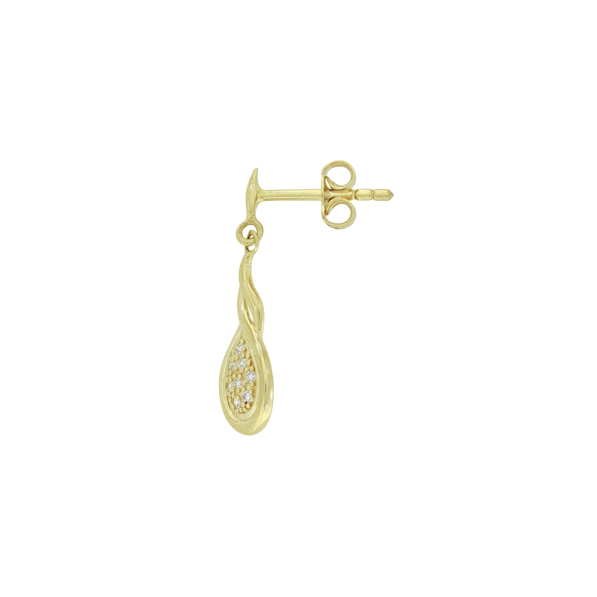 Aretes en oro amarillo de 18 Kilates, Lágrima, con diamantes de 0.08 Ct