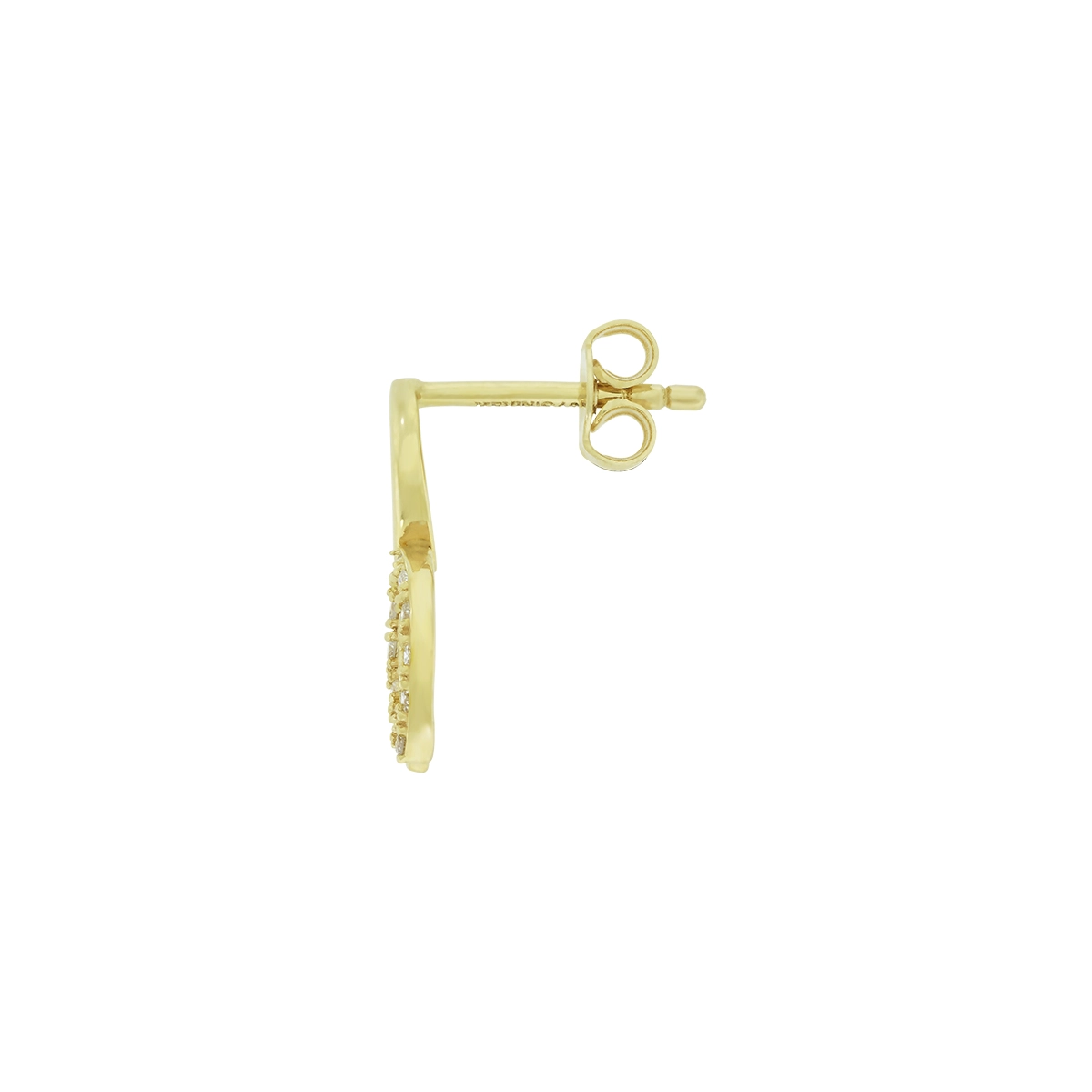 Aretes en oro amarillo de 18 Kilates, Hoja, con diamantes de 0.10 Ct