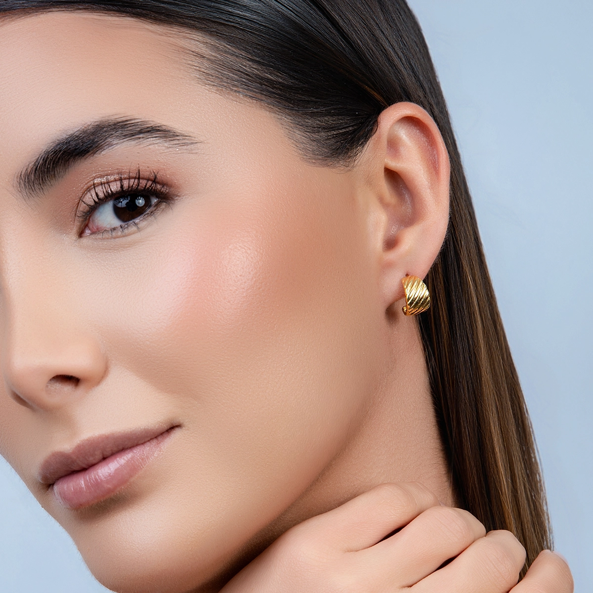 Aretes en oro amarillo de 18 Kilates, Franjas