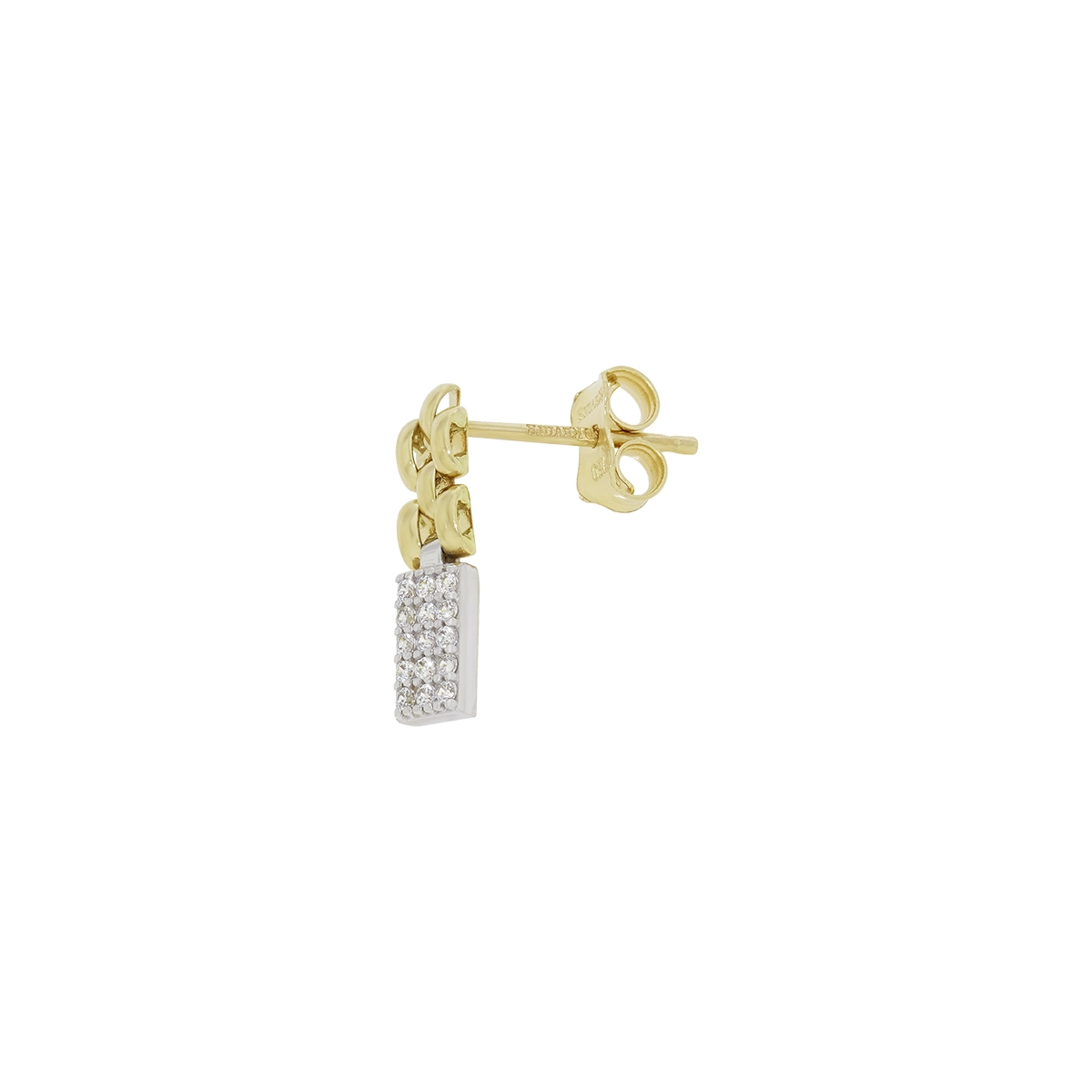 Aretes en oro amarillo de 18 Kilates, Barras, con zircones