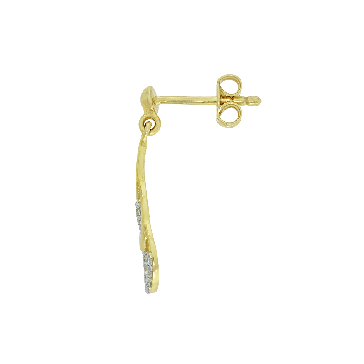Aretes en oro amarillo de 18 Kilates, Onda, con diamantes de 0.10 Ct