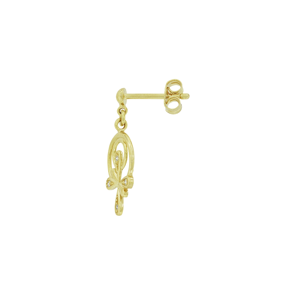 Aretes en oro amarillo de 18 Kilates, Figuras geométricas, con diamantes de 0.04 Ct