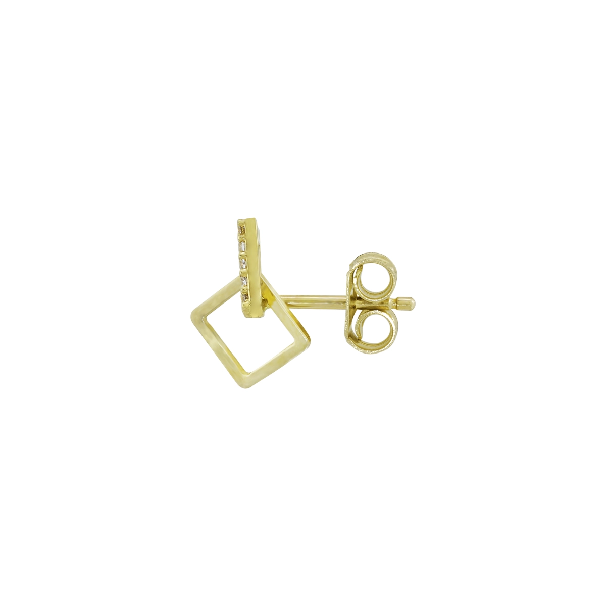 Aretes en oro amarillo de 18 Kilates, Figuras geométricas, con zircones