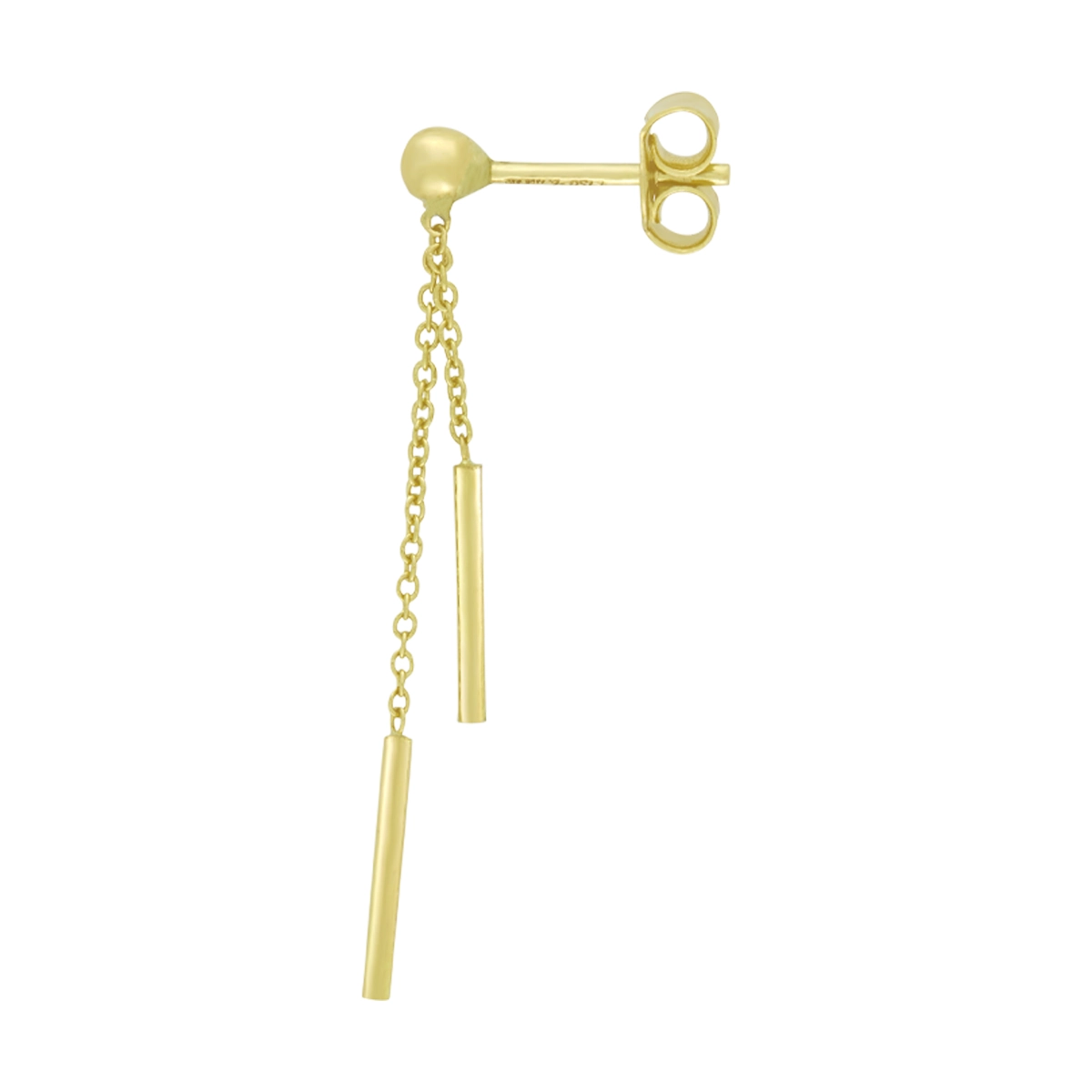 Aretes en oro amarillo de 18 Kilates, Barras