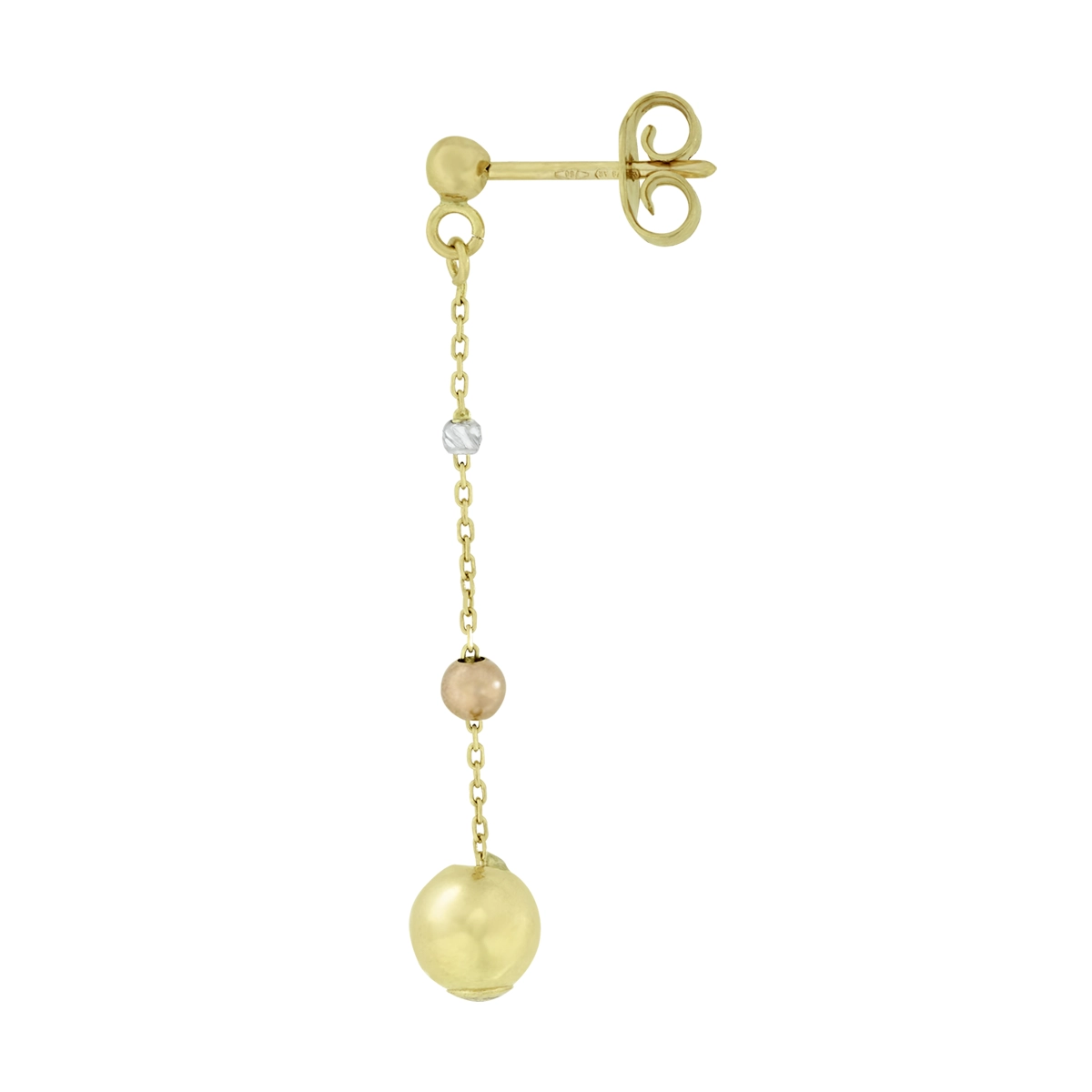 Aretes en oro amarillo de 18 Kilates con visos, Figuras geométricas