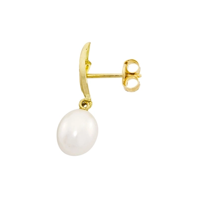 Aretes en oro amarillo de 18 Kilates, Flores, con perlas centrales de 8 mm de ancho aprox