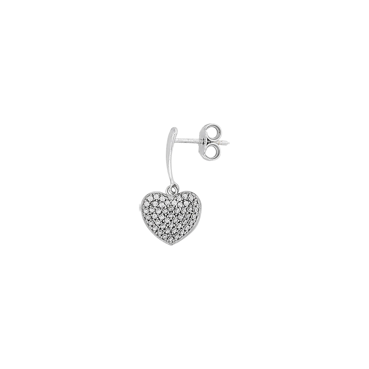 Aretes de corazón en oro blanco de 18 Kilates, con zircones