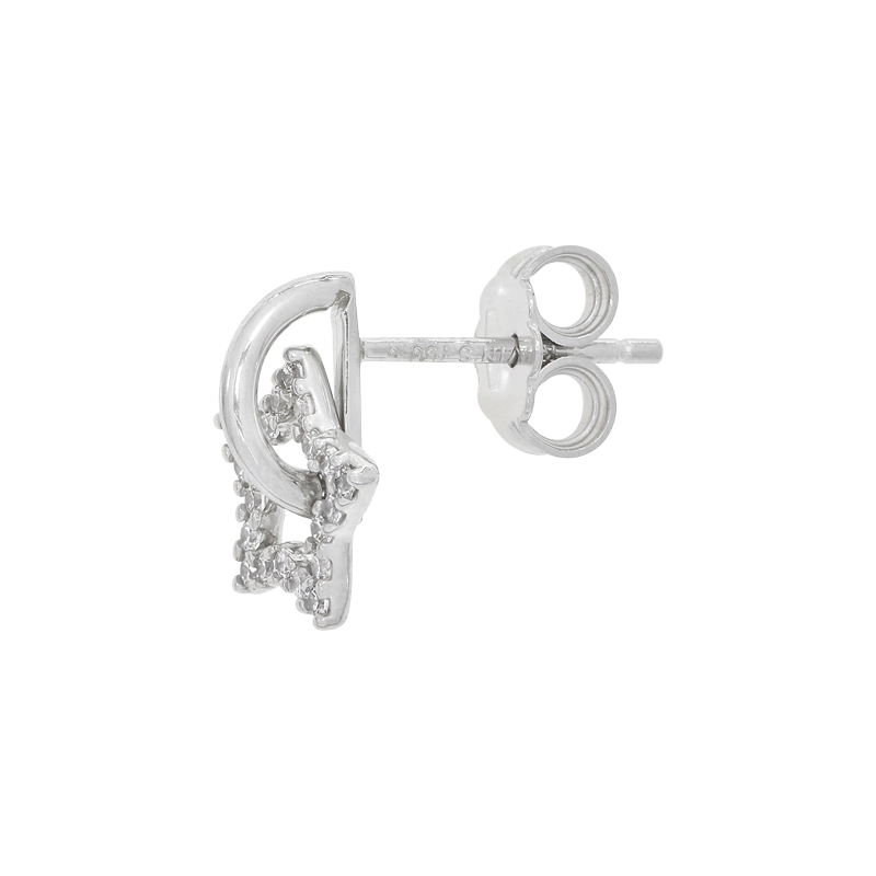Aretes de estrella en oro blanco de 18 Kilates, con zircones