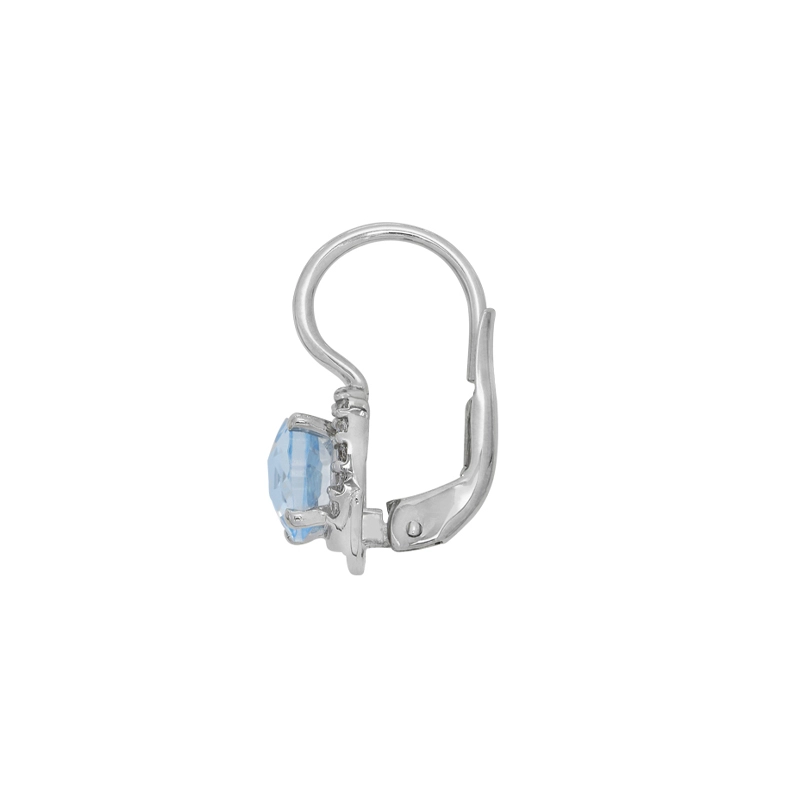 Aretes en oro blanco de 18 Kilates, Uñas+decoración, con 2 topacios centrales y decoración en zircones