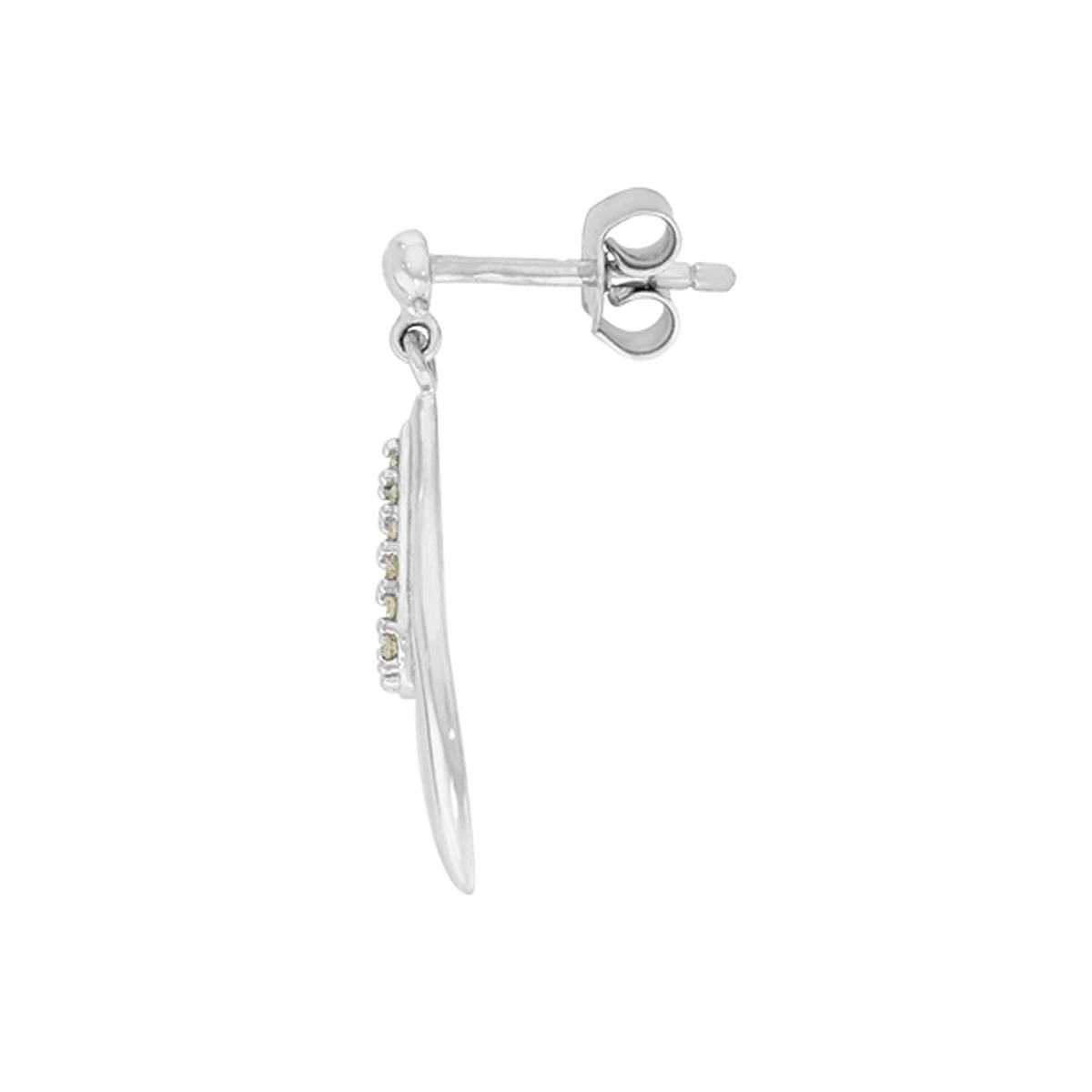 Aretes en oro blanco de 18 Kilates, Hoja, con diamantes de 0.12 Ct