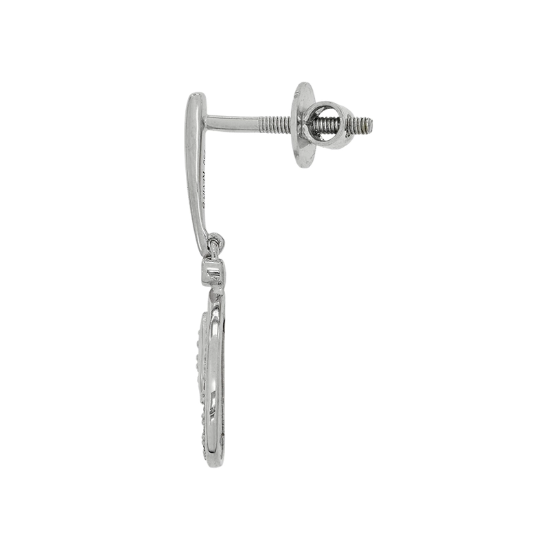 Aretes en oro blanco de 18 Kilates, Lágrima, con diamantes de 0.08 Ct