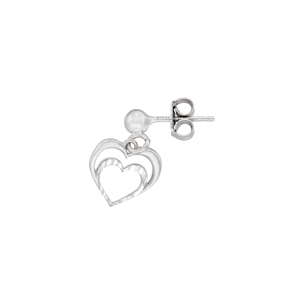 Aretes de corazón en plata Ley 925 con visos - Colección Sueños