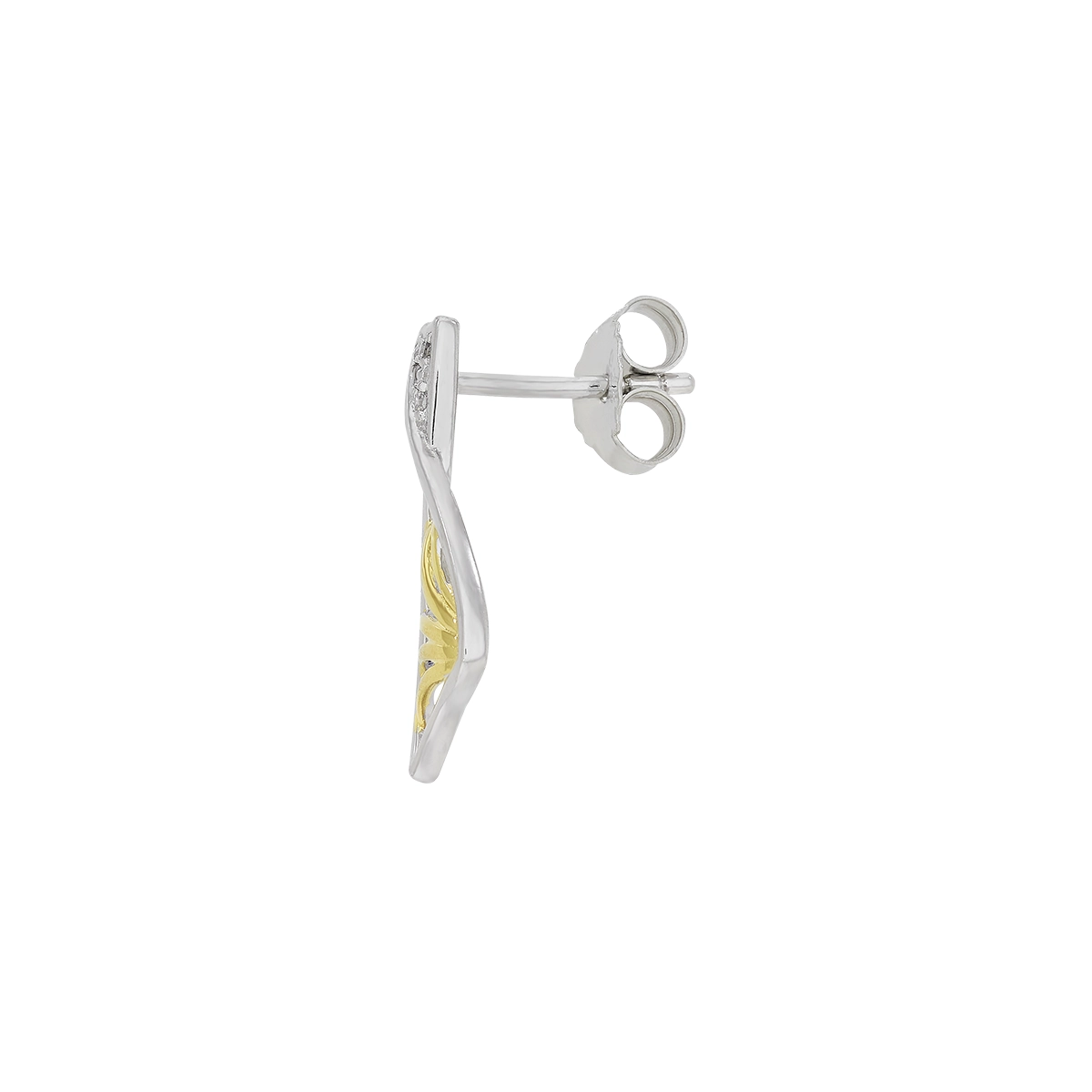 Aretes en plata Ley 925, Figuras geométricas, con zircones, de la coleccion Sueños