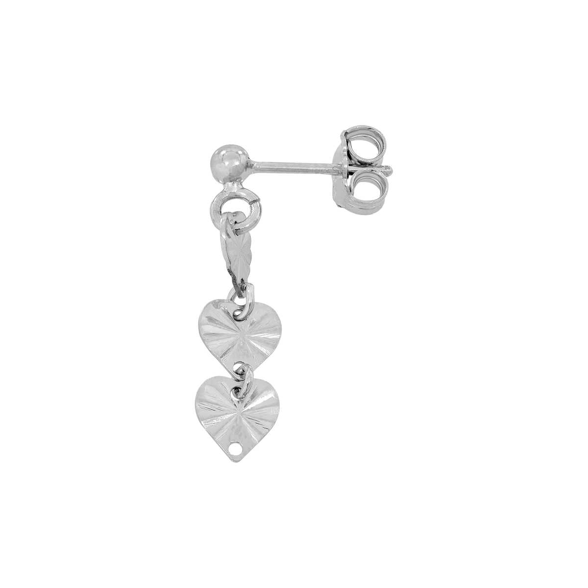 Aretes de corazones en plata Ley 925 con visos - Colección Sueños