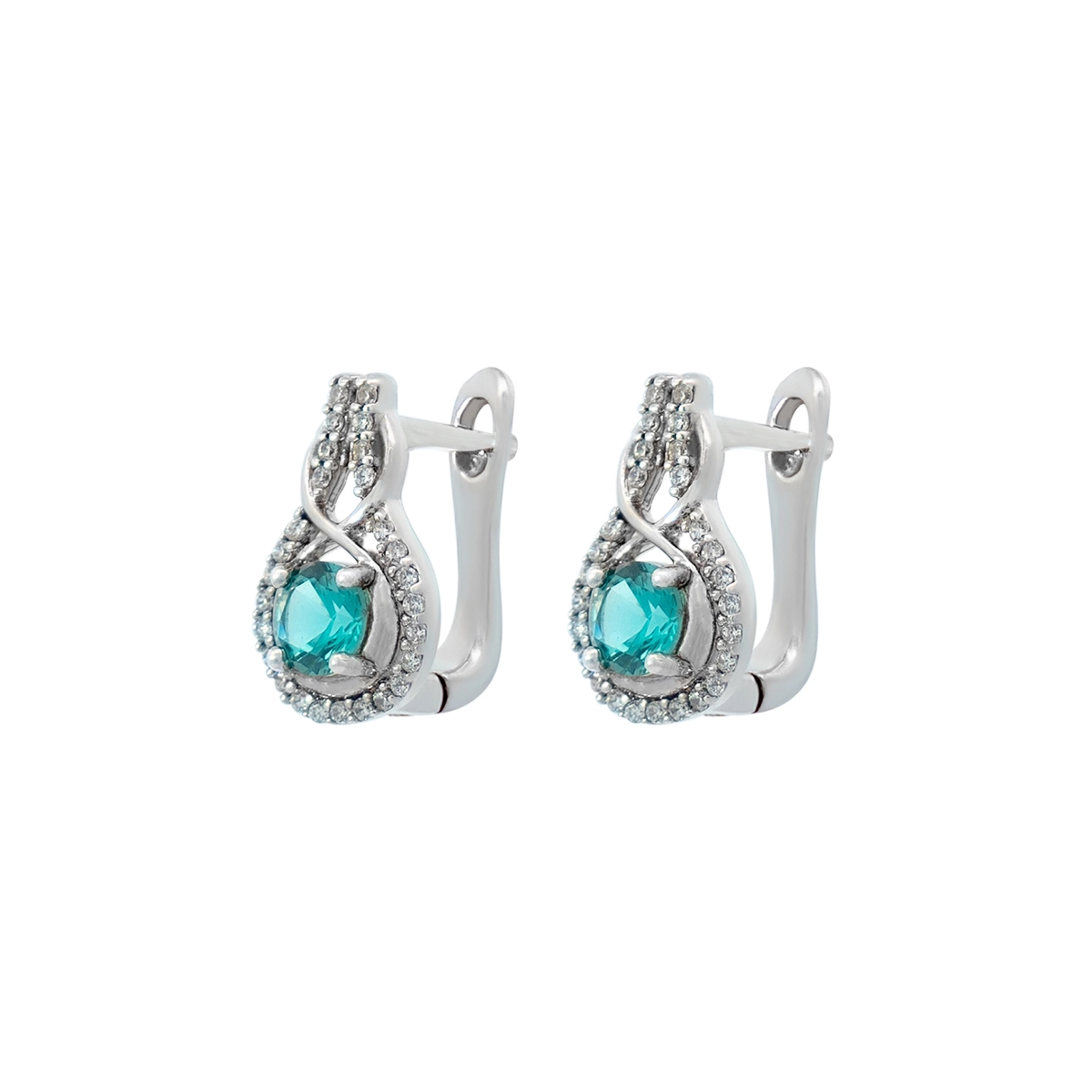 Aretes en plata Ley 925, Franjas, con 2 cristales centrales y decoración en cristales, de la coleccion Sueños
