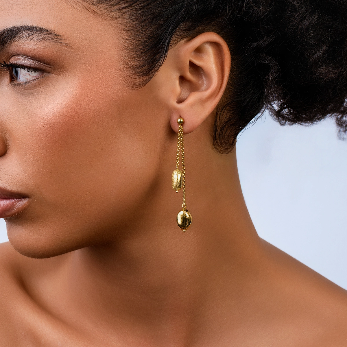 Aretes en plata Ley 925 satinado, Figuras geométricas, de la coleccion Sueños