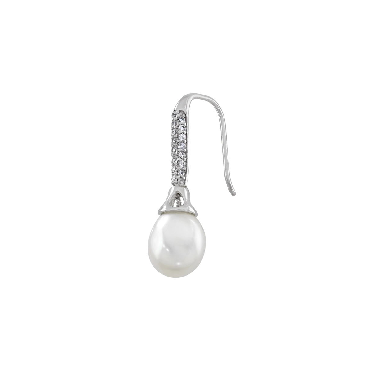 Aretes en plata Ley 925, Barras, con perlas centrales de 9 mm de ancho aprox y decoración en zircones, de la coleccion Sueños