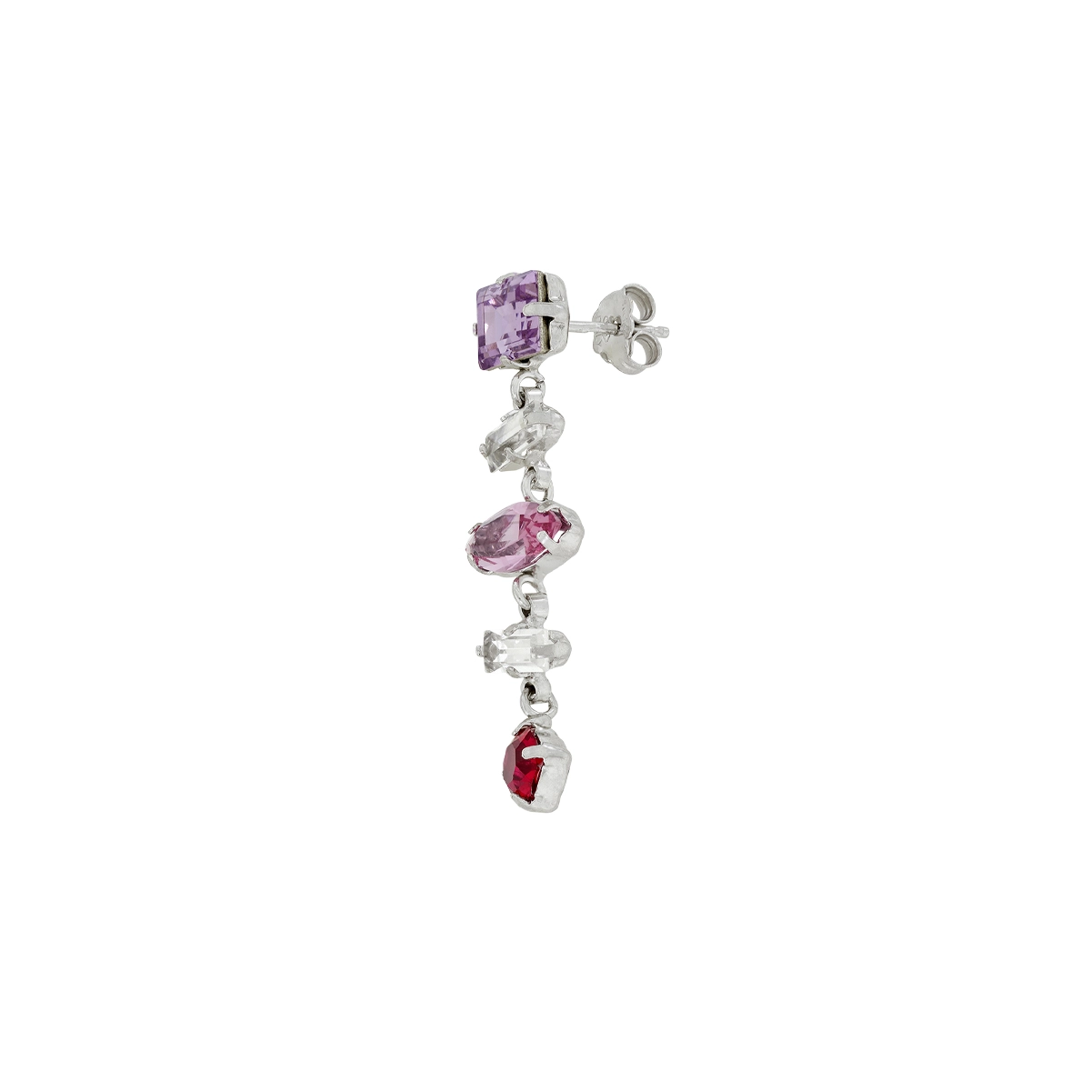 Aretes en plata Ley 925, con cristales, de la coleccion Sueños