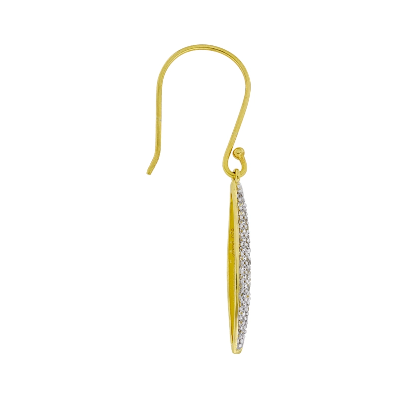 Aretes en plata Ley 925, Hoja, con zircones, de la coleccion Sueños
