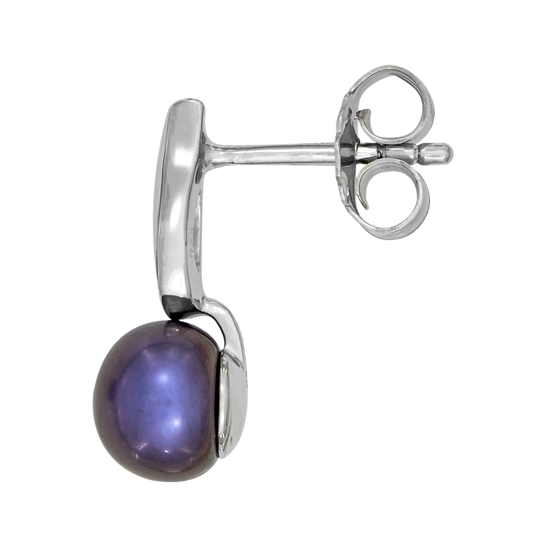 Aretes en plata Ley 925, Onda, con 2 perla sintéticas centrales y decoración en cristales, de la coleccion Sueños