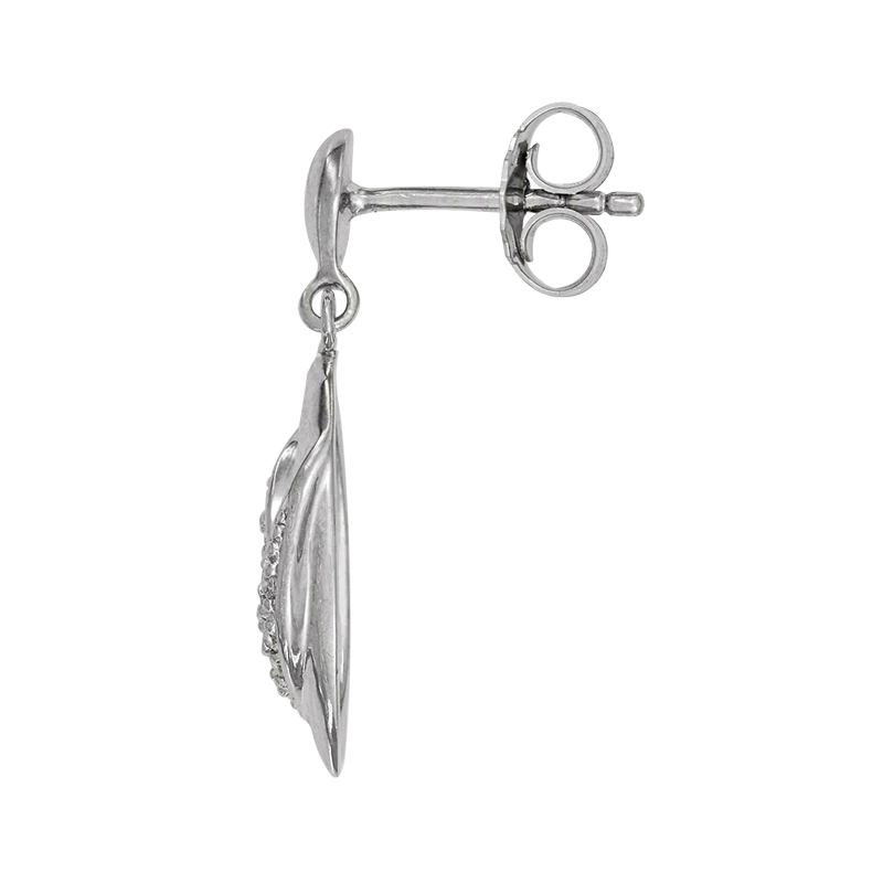 Aretes en plata Ley 925, Hoja, con cristales, de la coleccion Sueños