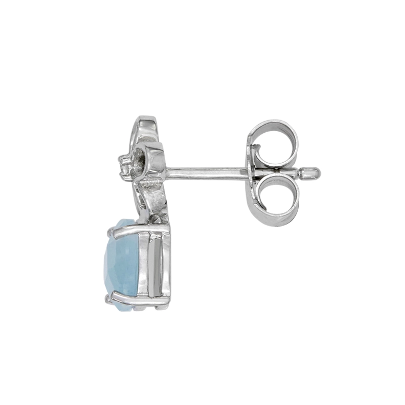 Aretes de flores en plata Ley 925, con 2 cristales centrales y decoración en cristales - Colección Sueños