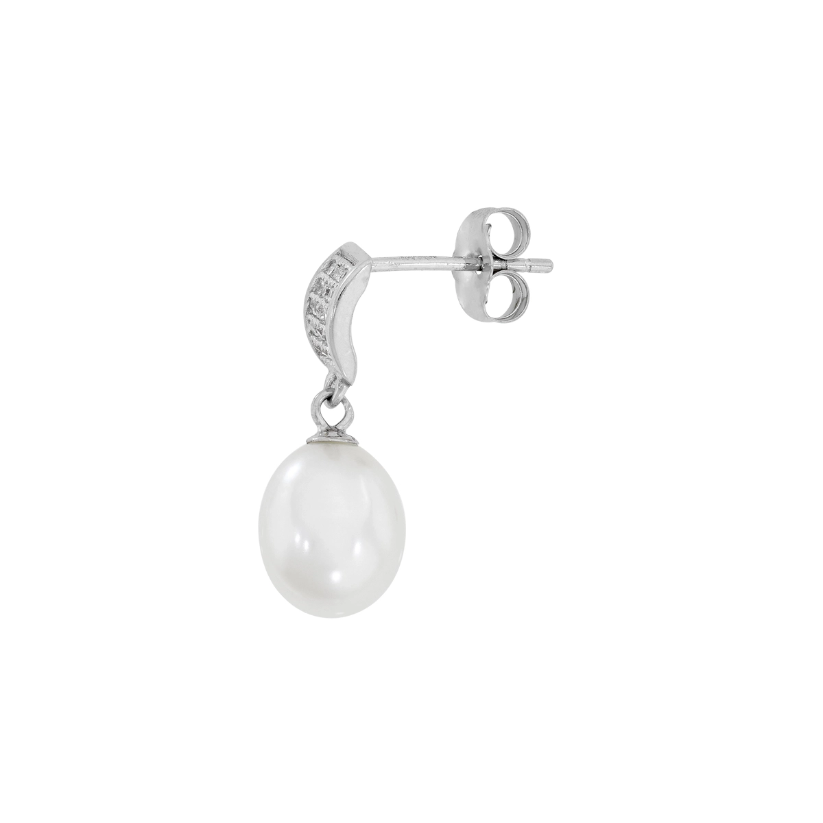 Aretes en plata Ley 925, Barras, con perlas centrales de 7 mm de ancho aprox y decoración en zircones, de la coleccion Sueños