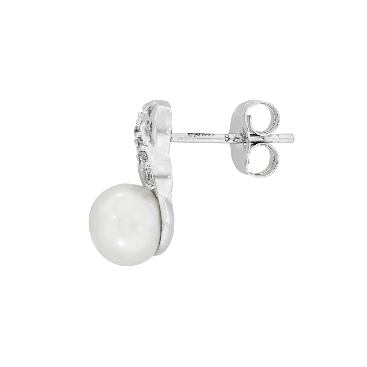 Aretes en plata Ley 925, Franjas, con perlas centrales de 6 mm de ancho aprox y decoración en zircones, de la coleccion Sueños