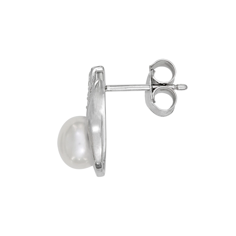 Aretes en plata Ley 925, Lágrima, con 2 perla sintéticas centrales y decoración en cristales, de la coleccion Sueños