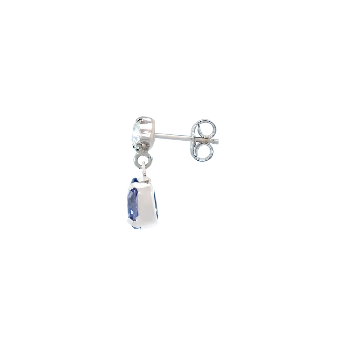 Aretes en plata Ley 925, con 2 cristales centrales y decoración en cristales, de la coleccion Sueños