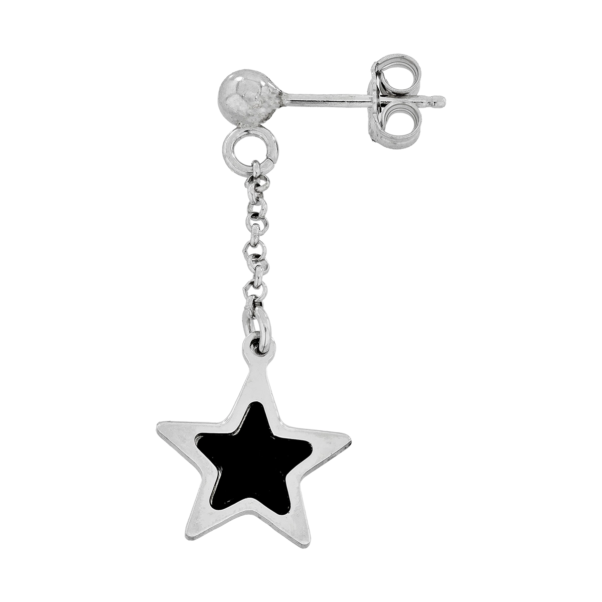 Aretes de estrella en plata Ley 925, con onix - Colección Sueños