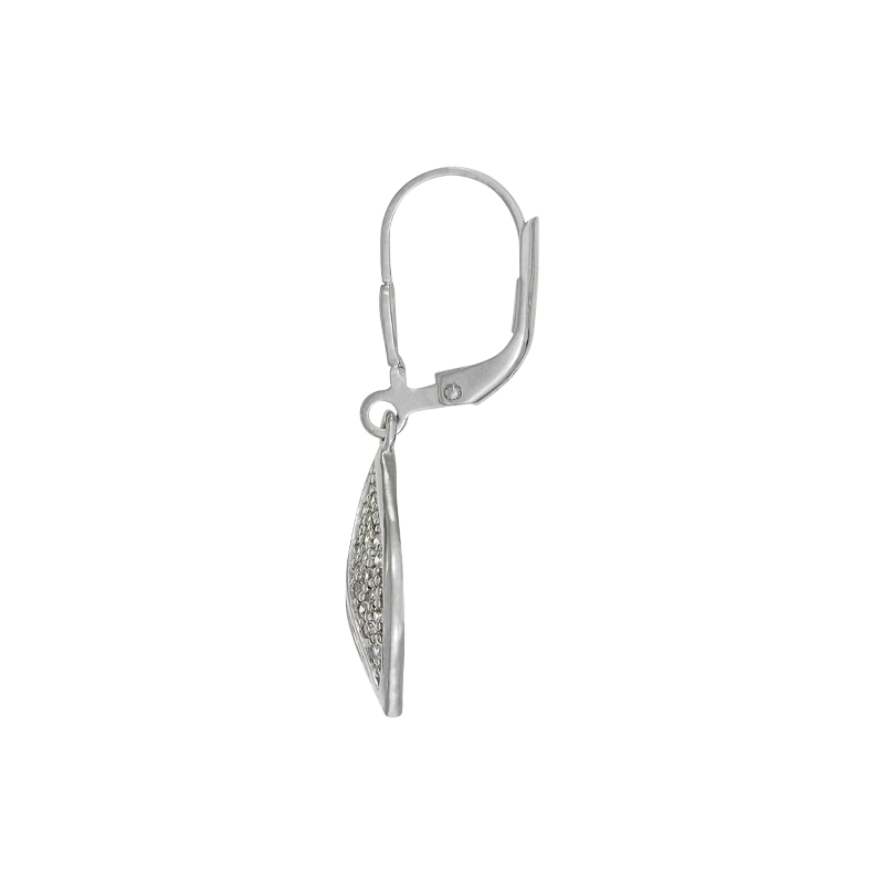 Aretes en plata Ley 925, Hoja, con cristales, de la coleccion Sueños