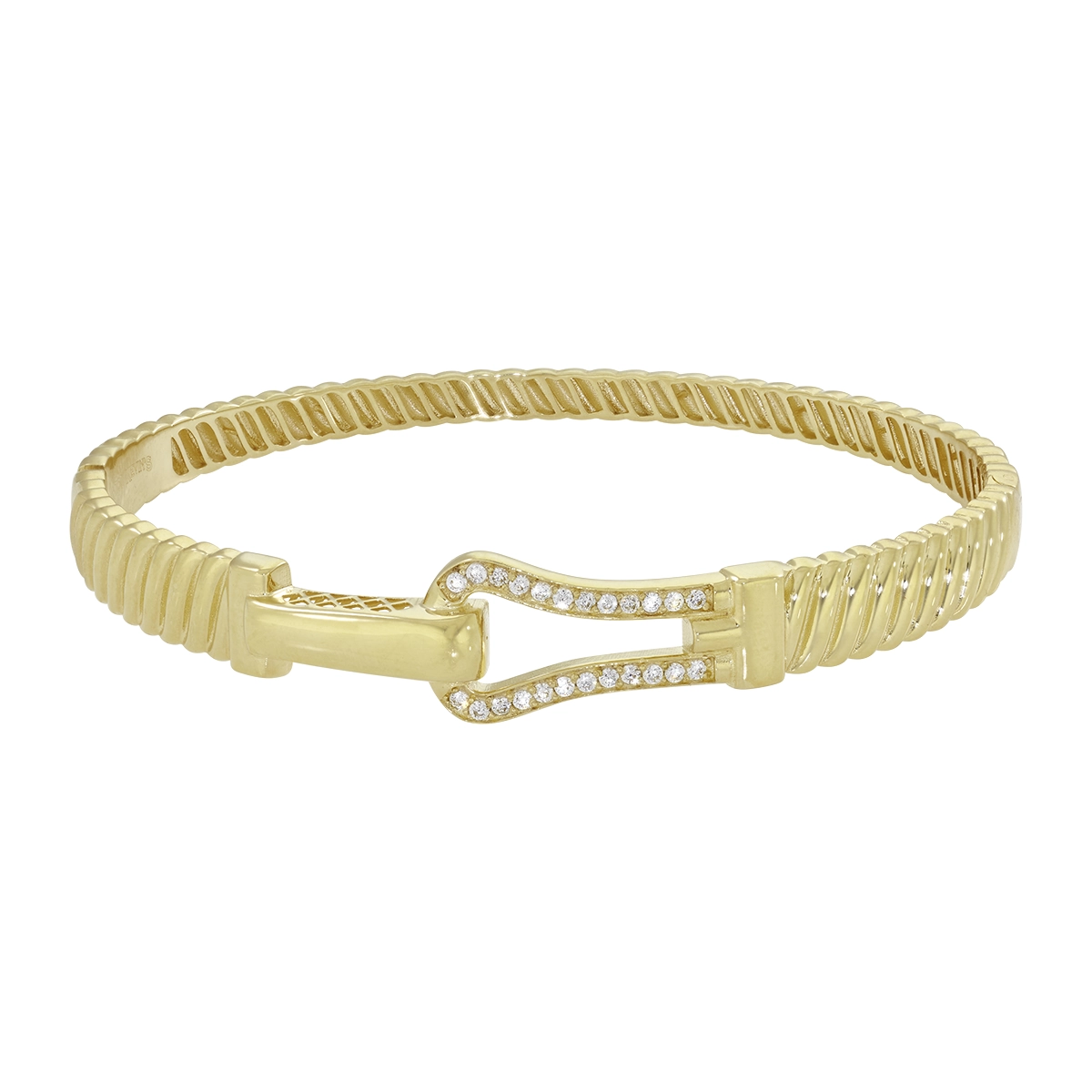 Aro en oro amarillo de 18 Kilates con visos, Plana, con zircones