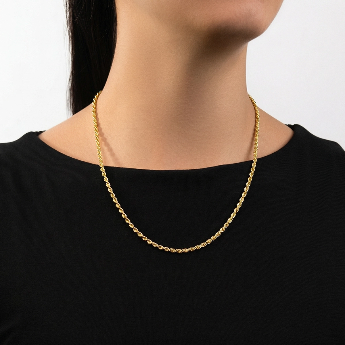 Cadena en oro amarillo de 18 Kilates, Cordon, 50 cm. de largo, 3 mm. de ancho