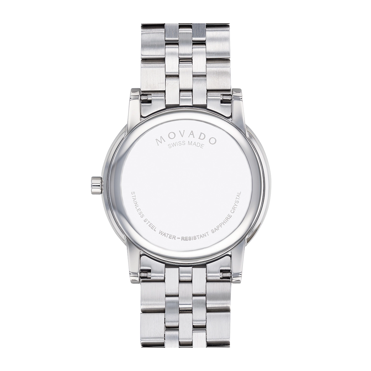 Reloj Movado análogo, para Hombre, tablero redondo colores negro y plateado, estilo sin números, pulso acero color plateado