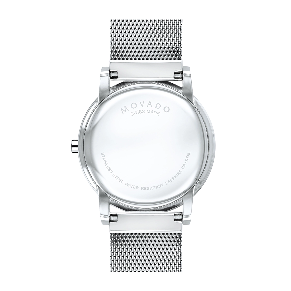 Reloj Movado análogo, para Hombre, tablero redondo colores negro y plateado, estilo sin números, pulso acero color plateado