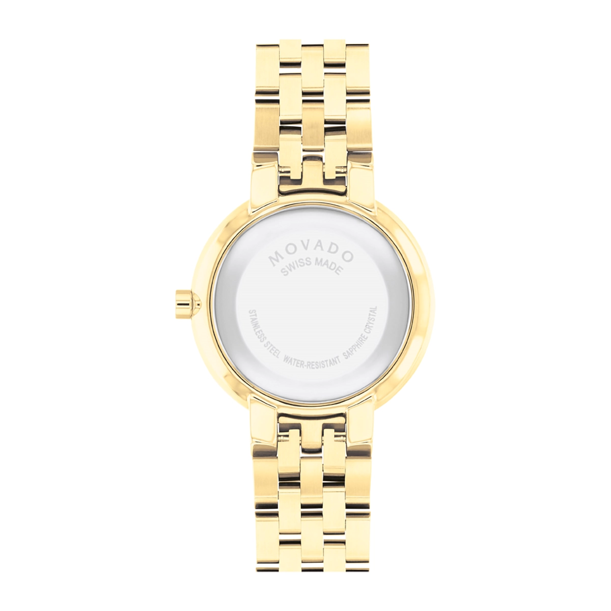 Reloj Movado análogo, para Dama, tablero redondo color negro, estilo sin números, pulso acero color dorado