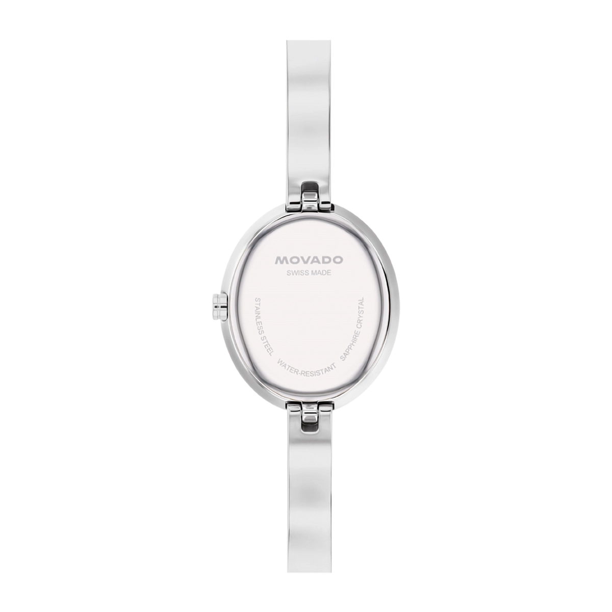 Reloj Movado análogo, para Dama, tablero ovalado color plateado, estilo sin números, pulso acero color plateado