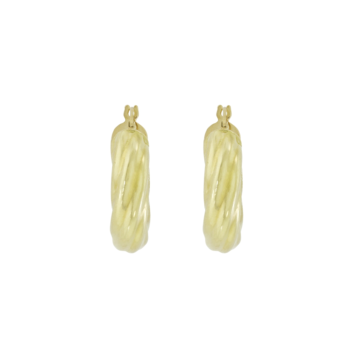 Candongas en oro amarillo de 18 Kilates, Entorchada, 6 mm. de ancho