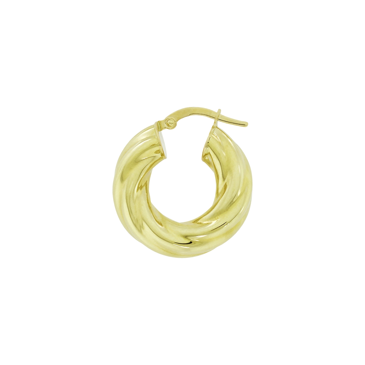 Candongas en oro amarillo de 18 Kilates, Entorchada, 6 mm. de ancho