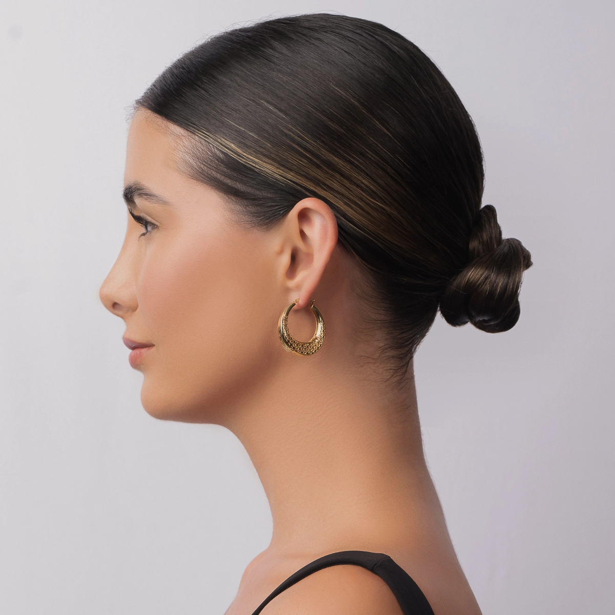 Candongas en oro amarillo de 18 Kilates con visos, Degrade, 3 mm. de ancho