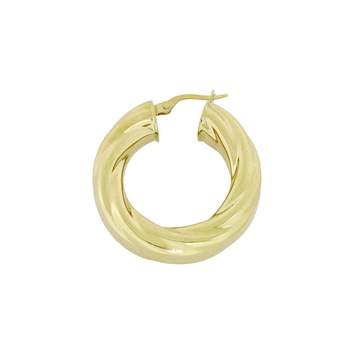 Candongas en oro amarillo de 18 Kilates, Semientorchada, 9 mm. de ancho