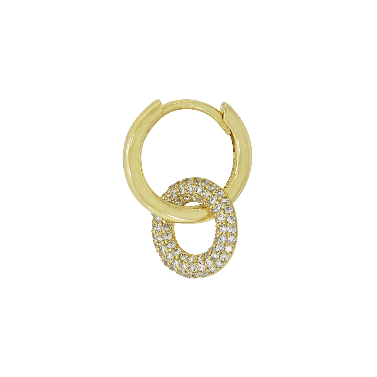 Candongas en oro amarillo de 18 Kilates, Tubo, con zircones, 2 mm. de ancho
