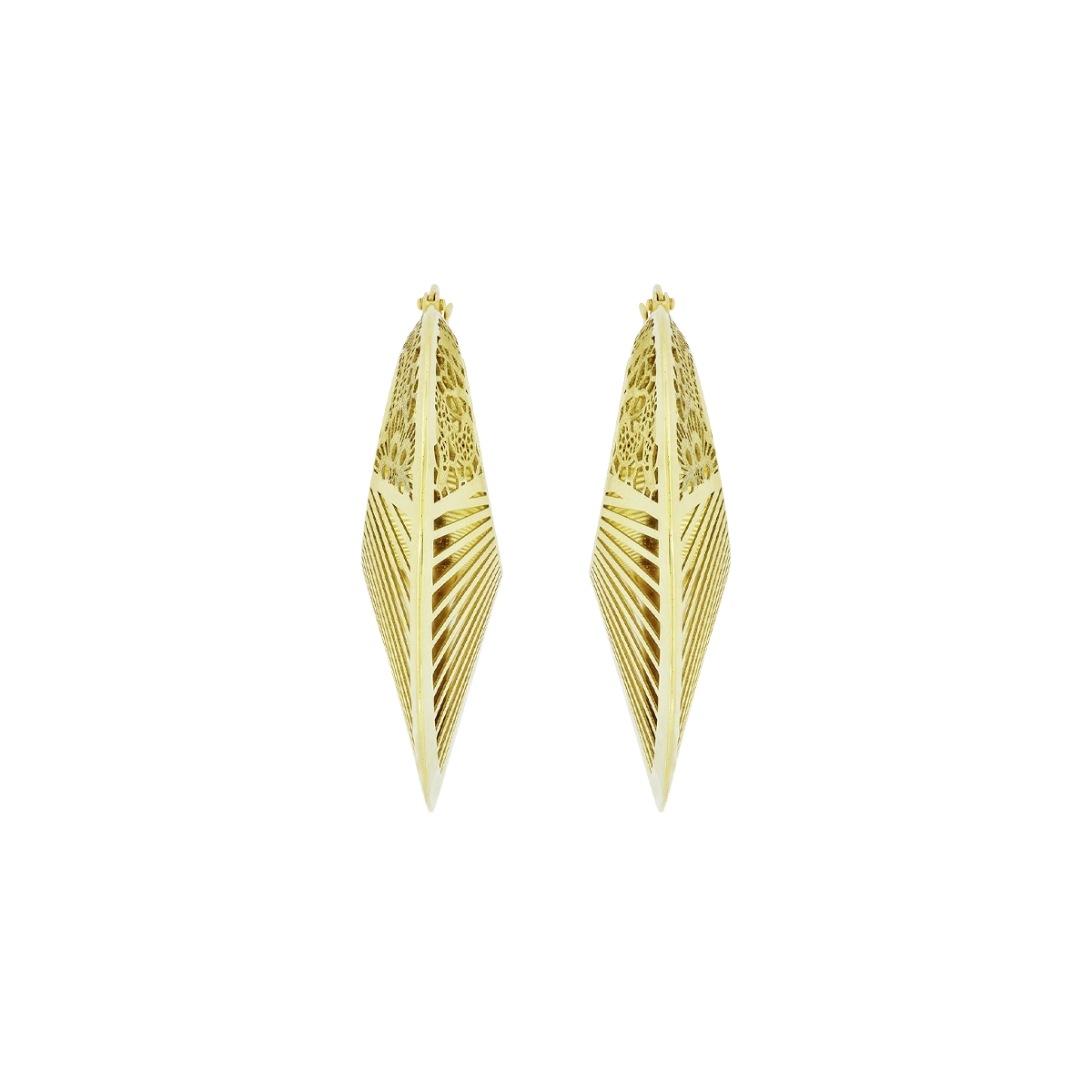 Candongas en oro amarillo de 18 Kilates satinado, Angulo, 4 mm. de ancho