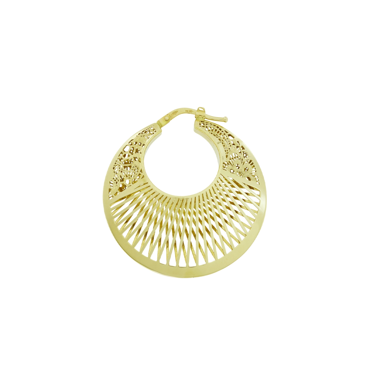 Candongas en oro amarillo de 18 Kilates satinado, Angulo, 4 mm. de ancho