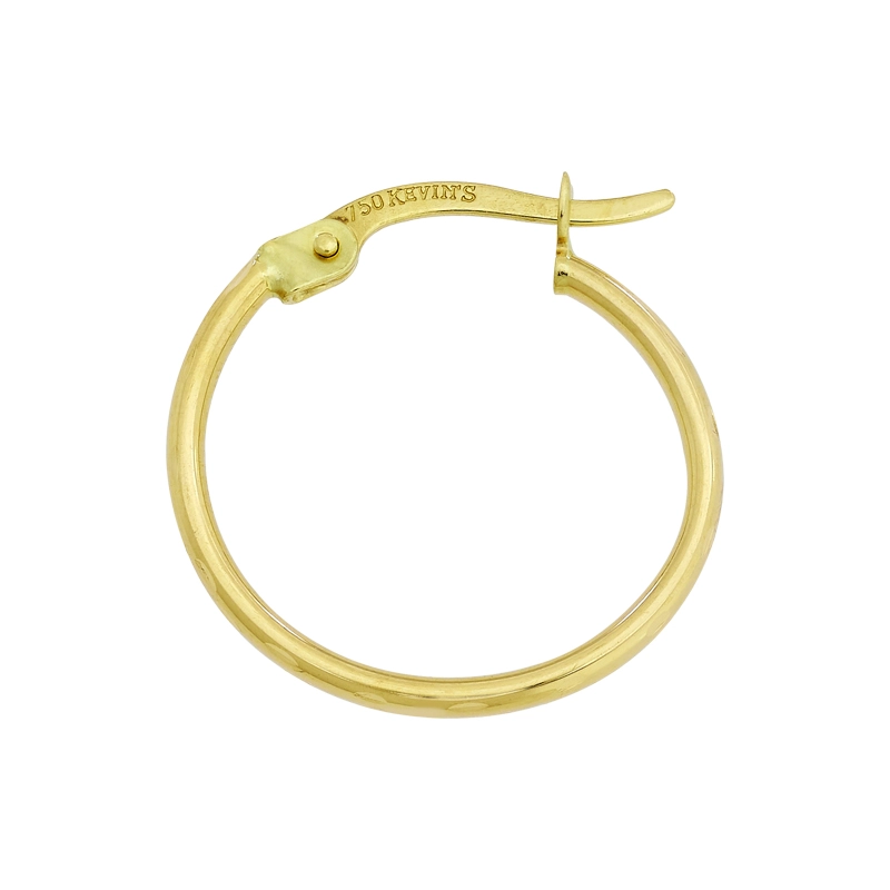 Candongas en oro amarillo de 18 Kilates con visos, Tubo, 1.50 mm. de ancho